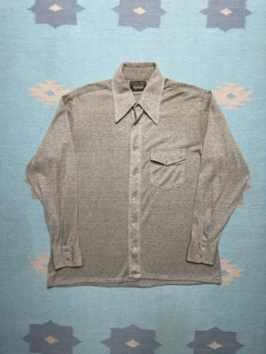 Polo vintage años 60 70 manga larga poli algodón tejido cuello daga tostado grande Foto 1 de 4