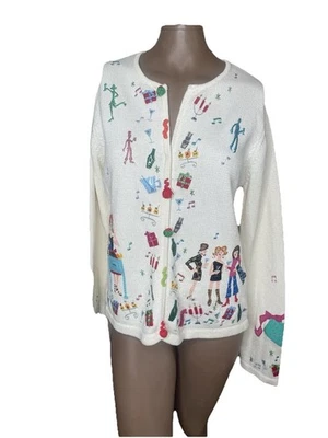 De colección Christina Rotelli Adornado Suéter Cárdigan Fiesta RSVP Talla Grande Foto 1 de 4