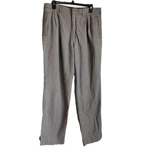 Men's Vintage Savane 100% Cotton Houndstooth Pleated Dress Trousers Pants 34x30 - Picture 1 of 15