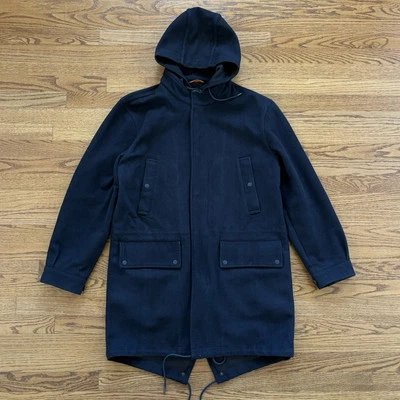 Jack Spade Hooded Trench Coat Wool Blend Men’s Sz Large Black - Image 1 of 4