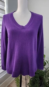 Eileen Fisher High Low Sweater Women XS/TP Merino Wool Yak Pullover Purple NEW - Picture 1 of 14