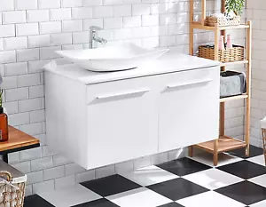 Bathroom Cabinet single basin with board top bench close doors Vanity AR1021 - Picture 1 of 5