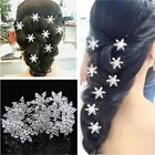10 Hair Pins Snowflakes Clear Flower Wedding Rhinestone Tiara Hair Accessories