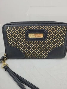 Pochette da polso Jessica Simpson traforata con zip nera e oro nuova senza etichette - Foto 1 di 4