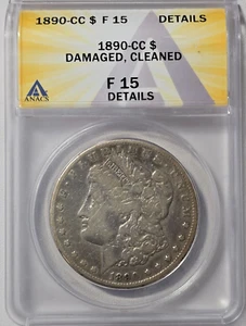 1890-CC Morgan Silver Dollar ANACS F15 DETAILS (G851) - Picture 1 of 4