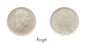 Reino de los Países Bajos, Guillermo III, 10 centavos 1878, Utrecht, Schulman 656, vz - Imagen 1 de 1