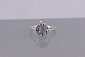 Sterling Silver Moonstone Dimensional Winged Bug Band Ring 925 Sz: 10