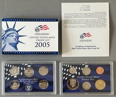 2005 UNITED STATES Mint PROOF 10 Coin Set Original Box Certificate Authenticity - Image 1 of 4