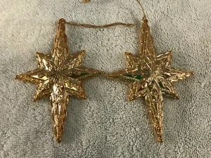 Juego de 2 estrellas de plástico brillantes oro Taiwán vintage adornos navideños MAX4706 - Imagen 1 de 7