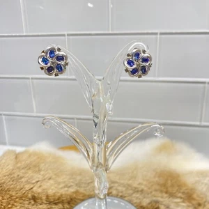 Vintage 50er Jahre Trifari Mid Century Modern blau Aurora Borealis AB Strass Ohrringe - Bild 1 von 10