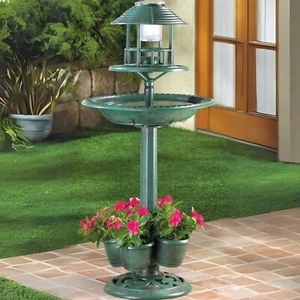 4 in 1 Bird Bath with Solar Light and Planter Outdoor Garden Yard Decor, 36.5"H - Picture 1 of 5