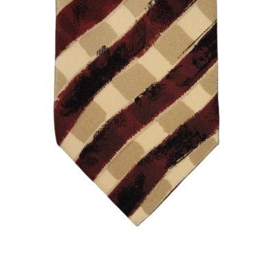 Corbata para hombre BOSS Hugo Boss roja negra beige a rayas seda abstracta hecha en Italia Foto 1 de 4