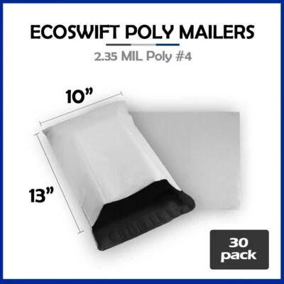 30 10x12 EcoSwift Poly Mailers Plastic Envelopes Shipping Mailing Bags 2.35MIL