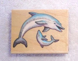 Estampilla de goma montada en delfines y terneros 1986 para todos los medios nocturnos nueva - Imagen 1 de 6