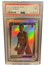 2021 Donruss Optic Evan Mobley Holo Rated Rookie #175, PSA 9
