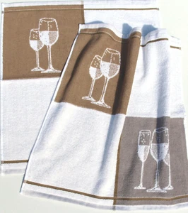 2x Handtücher Gläser Kracht Frottee Küche Tücher Wein Sekt Tisch Trinken Essen - Foto 1 di 3