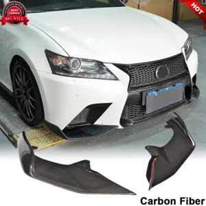 Carbon fiber Front Lip Splitter Canard Fins For Lexus GS350 F-Sport Bumper 13-15 - Picture 1 of 12