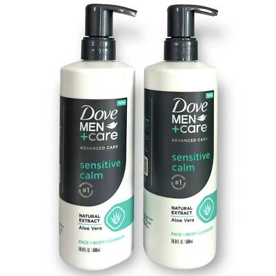Dove Men+Care Advanced Care Sensitive Calm Aloe Vera Face & Body Wash 2 Pack - Image 1 of 4