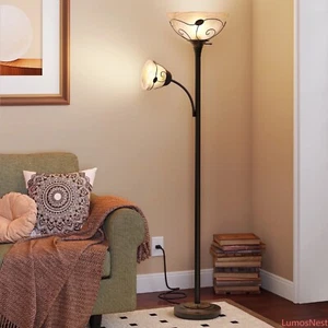 71in Torchiere Floor Lamp w/3-Way Dimmer & Frosted Shade, Bronze Multi-Room - Picture 1 of 5