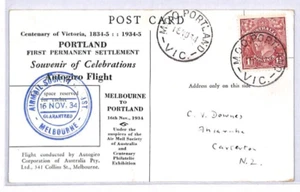 AUSTRALIA Air Mail Card AUTOGIRO FLIGHT Portland NZ Carterton 1934 YM155 - Picture 1 of 10