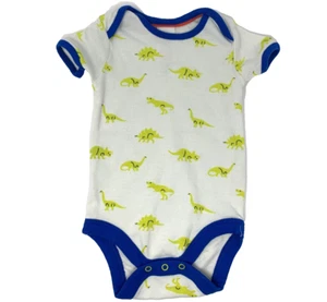 Baby Boden Boys 3-6 Months Short Sleeve Dinosaur Bodysuit with Blue Trim - Picture 1 of 5