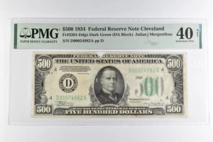PMG EF 40 NET $500 1934 Cleveland, OH US FRN Green Seal Fr#2201-Ddgs *8139 - Picture 1 of 3