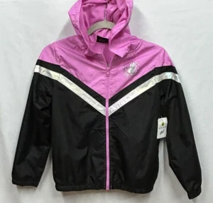 NWT Body Glove Girls 12  Windbreaker Retro Pink Black  Stripe Logo - Picture 1 of 12