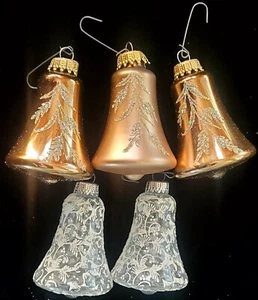 5 adornos de campana de Navidad vintage, 2 encaje blanco, 2 oro brillante, 1 oro esmerilado - Imagen 1 de 7