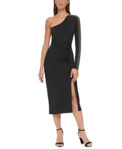 Guess Women's One-Should Embellished-Sleeve Midi Dress - Picture 1 of 8
