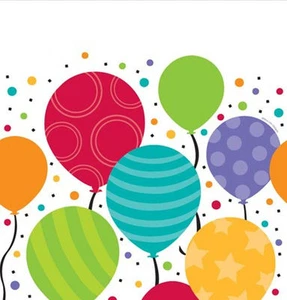 Bright Shimmering Balloons Party Table cover Tablecloth 48 x 88 Border Print - Picture 1 of 1
