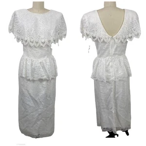 Vintage 60's-70's White Multilayered Lace dress Rockabilly Wedding VLV Size 9 - Picture 1 of 12