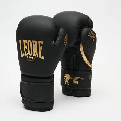 GUANTONI LEONE 1947 GN059D "BLACK&GOLD" BOXE THAI KICK MMA 10/12/14/16OZ