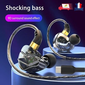 Casque USB C Intra Auriculaires Filaires, Écouteurs Type C avec Microphone DAC - Picture 1 of 8