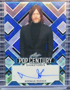 Norman Reedus 2022 Leaf Pop Century Blue Wave Auto Card #25/25 Walking Dead