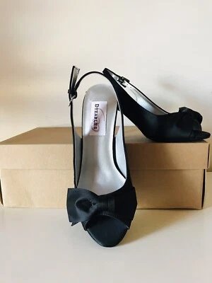 Dyeables Black Faye Satin Bow Formal Womens Heels Size~ 5 NWB ! - Image 1 of 4
