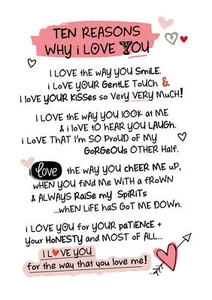 ZEHN GRÜNDE WARUM ICH DICH LIEBE INSPIRIERTE WORTE GRUSSKARTE Geburtstagsgeschenk💕 - Bild 1 von 1