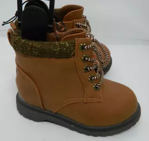 Wonder Nation Baby Toddler Girls Brown Sweater Lined Moto Boots Size 6 - Picture 1 of 6