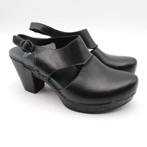 Dansko Riley Womens Size 41 (US 10.5-11) Black Leather Mule Clog Sandal Shoes - Picture 1 of 10