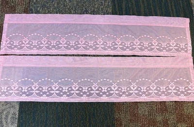 Vintage Blush Pink Lace Valance Curtains 4 Panels 42” x 12” Inch FREE SHIPPING - Image 1 of 4