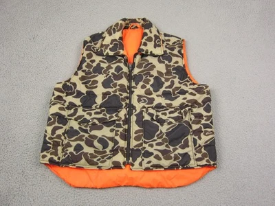 Vintage Winchester Vest Mens Large Brown Orange Duck Camo Reversible Hunting 90s - Image 1 of 4