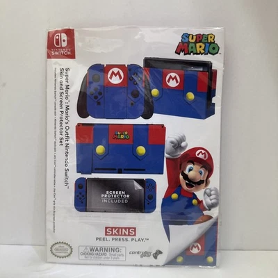 Nintendo Switch Vinyl Skin Super Mario Mario's Outfit - Dock & Controller - New - Image 1 of 2