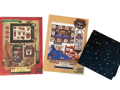 Lot of 2 Mumm's The Word Patterns Gathering of Angels Noah & Friends with Fabric - Image 1 of 4