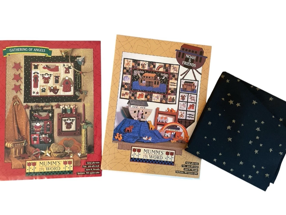 Lote de 2 Patrones Mumm's The Word Reunión de Ángeles Noé y Amigos con Tela Foto 1 de 4