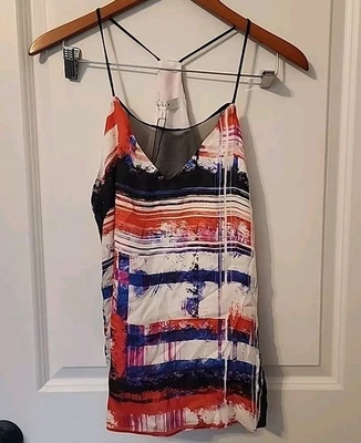 Milly 100% Silk Sophia Blouse Red Abstract Size 6 Cami USA NWT - Image 1 of 4