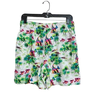 Große Vintage South Breeze 80er tropische Baumwollshorts Palme Fisch Druck Strand - Bild 1 von 8