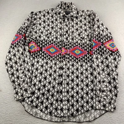 Vintage Wrangler shirt Aztec tribal print western rodeo cowboy Navajo SZ L - Image 1 of 4