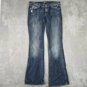 Pantalones de mezclilla 7 For All Mankind para mujer 32 azules bootcut desgastados hechos en EE. UU. - Imagen 1 de 17