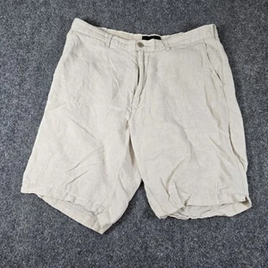 Jos A Bank Shorts Mens 36 Beige Linen Pleated Chino Golf Comfort - Picture 1 of 9