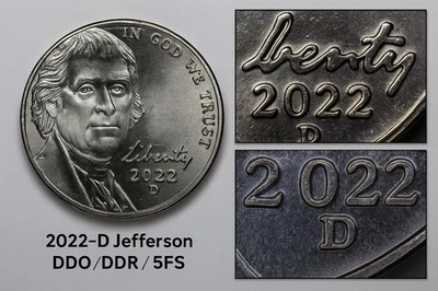 2022-D Jefferson Nickel Error – Strong DDO/DDR, Full Steps (5FS), Rare - Image 1 of 4