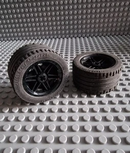 LEGO Technic Reifen Rad 43.2x22 ZR Felge Schwarz 2 Stk Wheel Tire P100 - Picture 1 of 1